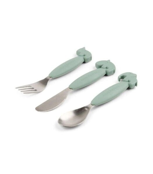 Done by Deer Paslanmaz Çelik Çatal Kaşık Bıçak Seti // Deer Friends - Yeşil