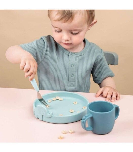 Done by Deer Paslanmaz Çelik Çatal Kaşık Bıçak Seti // Deer Friends - Mavi