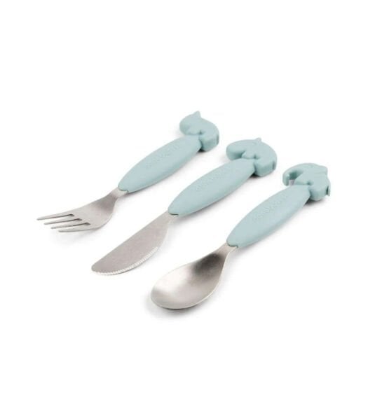 Done by Deer Paslanmaz Çelik Çatal Kaşık Bıçak Seti // Deer Friends - Mavi
