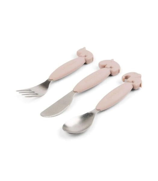 Done by Deer Paslanmaz Çelik Çatal Kaşık Bıçak Seti // Deer Friends - Pembe