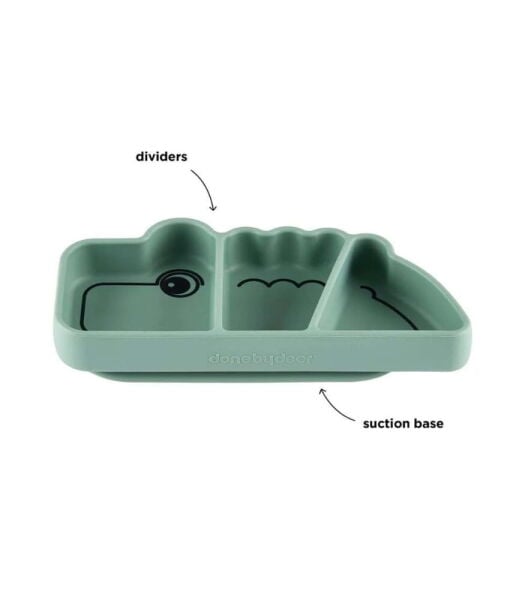 Done by Deer Vakumlu Bölmeli Silikon Tabak // Croco - Yeşil