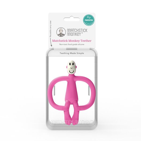 Matchstick Monkey Silikon Diş Kaşıyıcı Fuşya