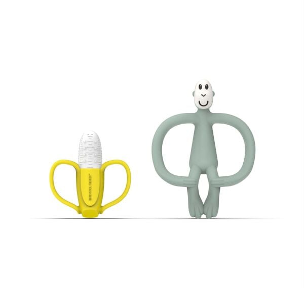 Matchstick Monkey Silikon Diş Kaşıyıcı Set Mint Yeşili