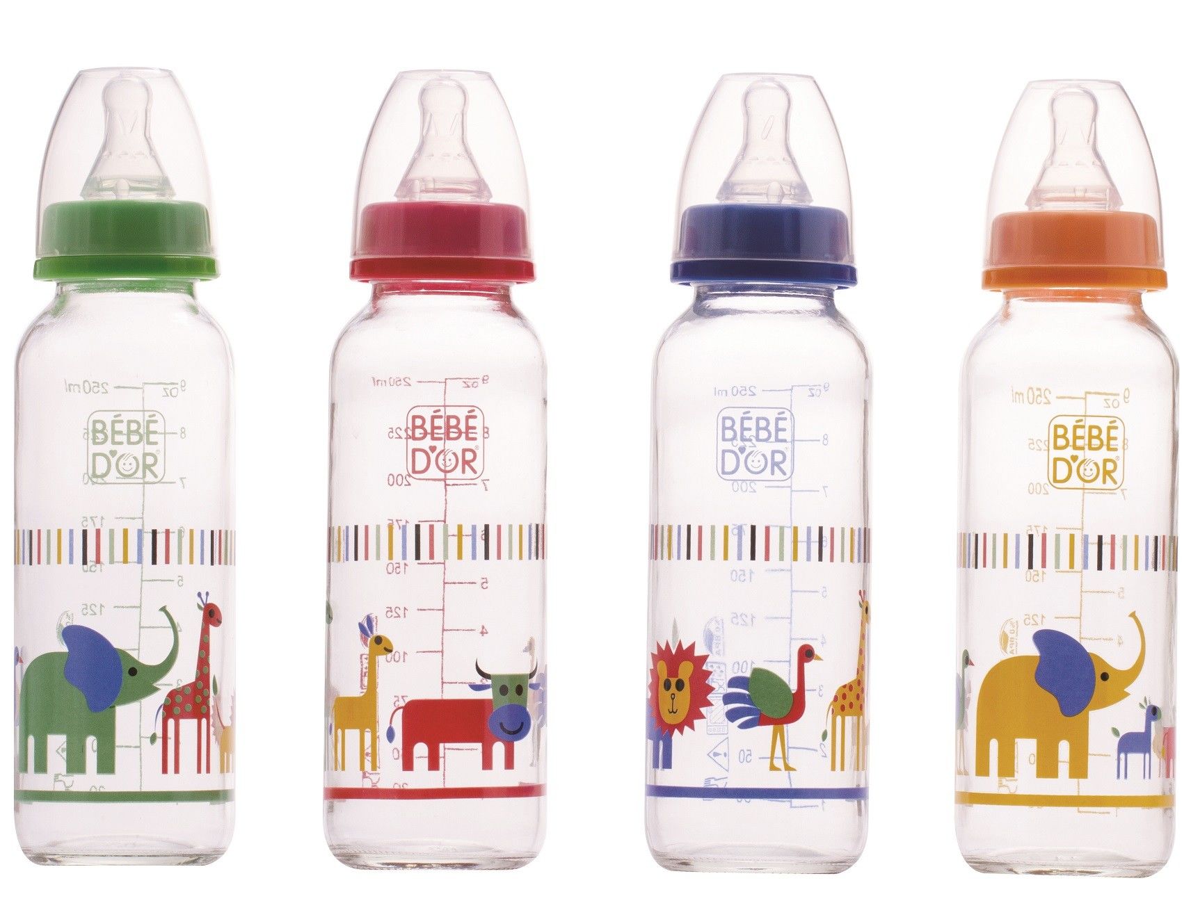 Bebedor Desenli Cam Biberon 250 Ml (Orta Akış)