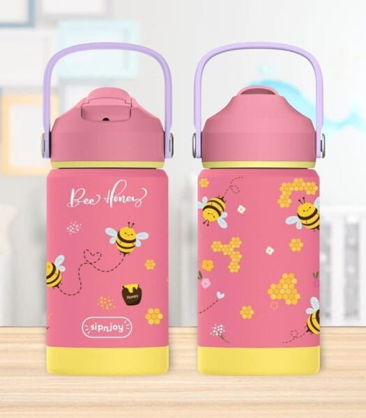 SipnJou FlipSip Çocuk Su Termosu (360 ml) // Bee Honey