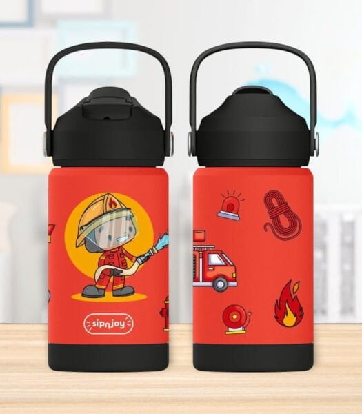 SipnJoy FlipSip Çocuk Su Termosu (360 ml) // Firefighter Buddy