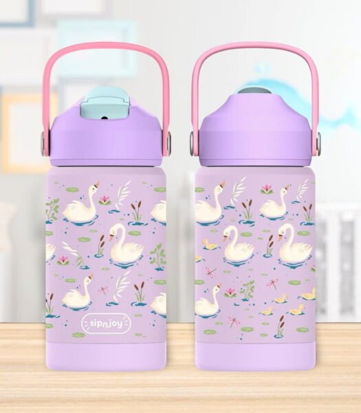 SipnJoy FlipSip Çocuk Su Termosu (360 ml) // Swan Harmony