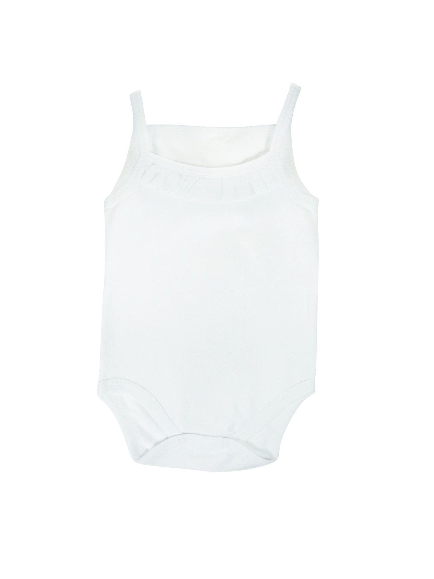 Sema Baby Penye ip Askılı Badi (Body) - Beyaz 3-6 Ay