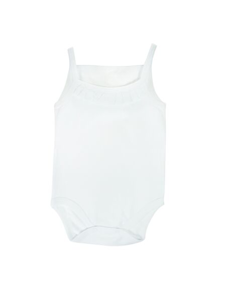 Sema Baby Penye ip Askılı Badi (Body) - Beyaz 3-6 Ay