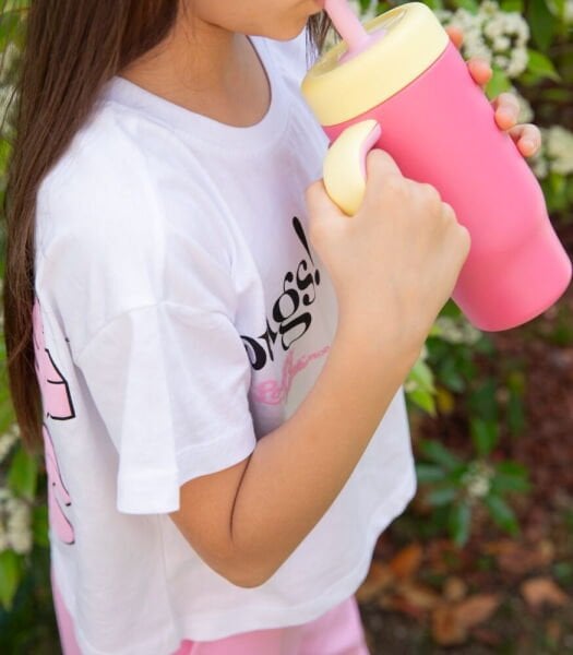 SipnJoy HandleHug Tumbler Termos Pipetli Suluk (550 ml) // Pembe