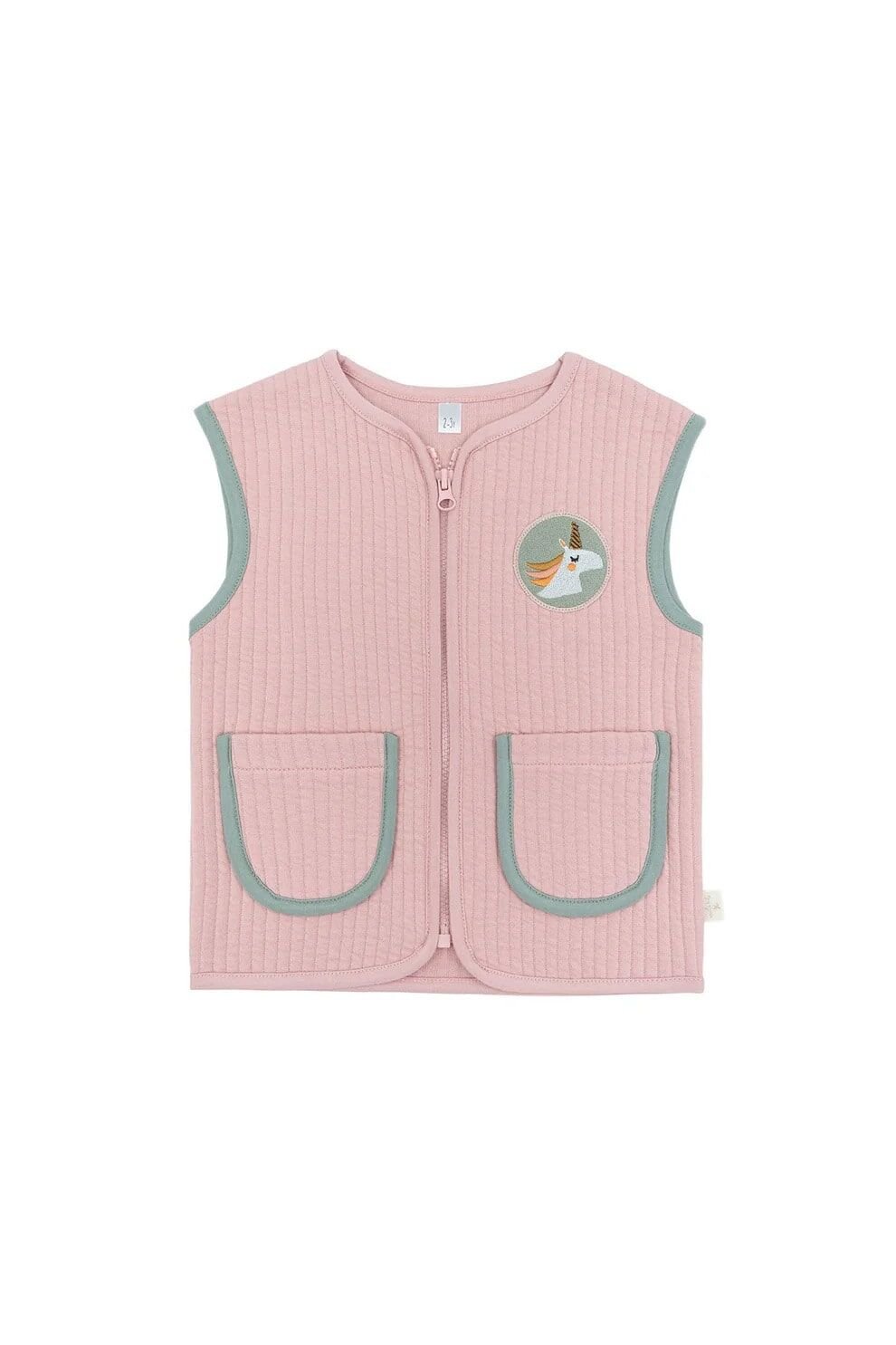 Miela Kids Kontrast Biyeli Kapitone Yelek Somon