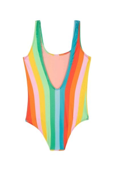 PERALINA Mia - Gökkuşağı Desenli Çizgili Çocuk Mayo