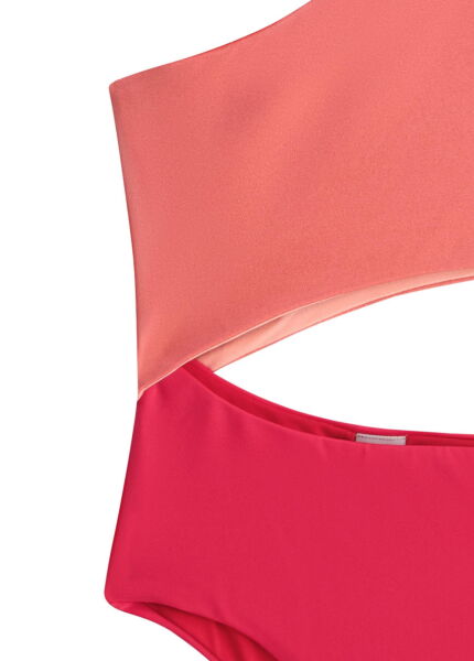 PERALINA Charlotte Tek Omuzlu Pembe Kırmızı Çocuk Mayo