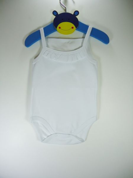 Sema Baby Penye ip Askılı Badi (Body) - Beyaz 3-6 Ay