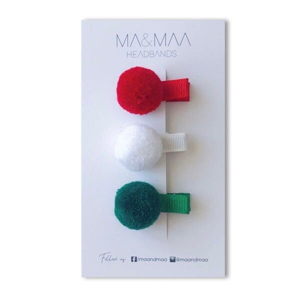 MA&MAA  Holiday Ponpon Mini Clips Set