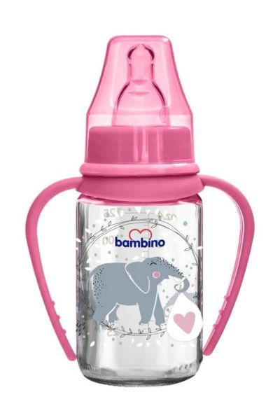 Bambino Kulplu Cam Biberon 125 ml - Pembe