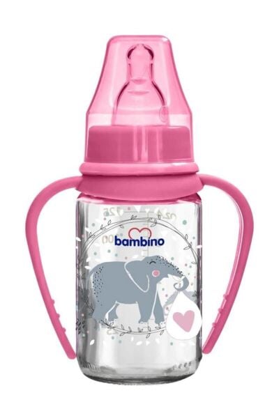 Bambino Kulplu Cam Biberon 125 ml - Pembe