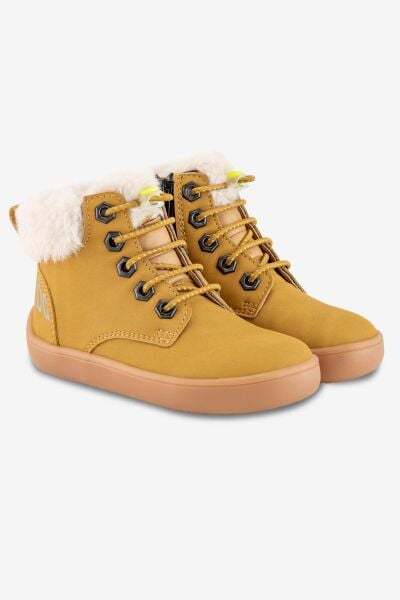 HOPFRÖG KIDS Furry Boots Sarı Nubuk Barefoot Çocuk Botu