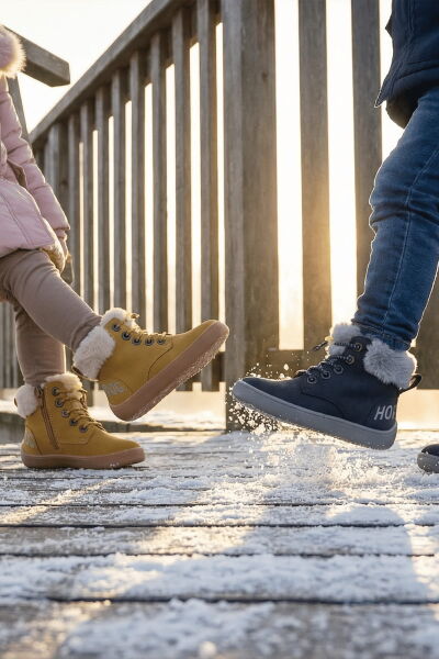 HOPFRÖG KIDS Furry Boots Lacivert Nubuk Barefoot Çocuk Botu