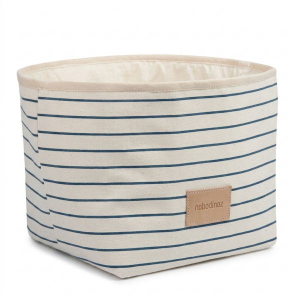 Nobodinoz Little Django Oyuncak Çantası, Blue Thin Stripes/Natural