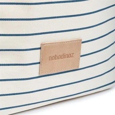 Nobodinoz Little Django Oyuncak Çantası, Blue Thin Stripes/Natural