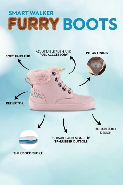 HOPFRÖG KIDS Furry Boots Pembe Lotus Barefoot Çocuk Botu