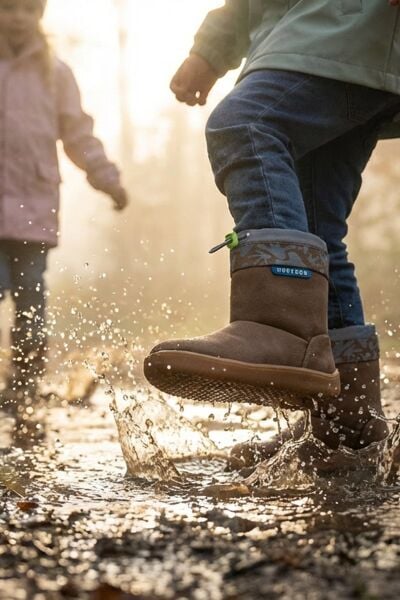 HOPFRÖG KIDS Rain Boots Kahverengi Meşe Suya ve Soğuğa Dayanıklı Barefoot Çocuk Botu