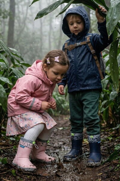 HOPFRÖG KIDS Rain Boots Süper Mat Pembe Suya ve Soğuğa Dayanıklı Barefoot Çocuk Botu