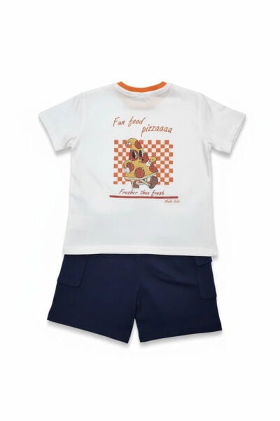 Miela Kids Pizza Baskılı Oversize Tişört ve Şort Takım