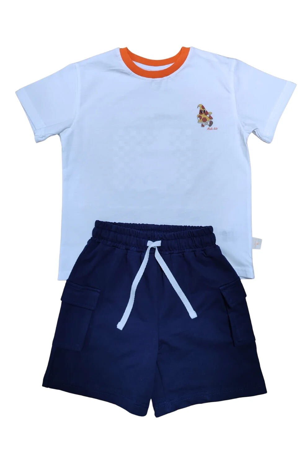 Miela Kids Pizza Baskılı Oversize Tişört ve Şort Takım