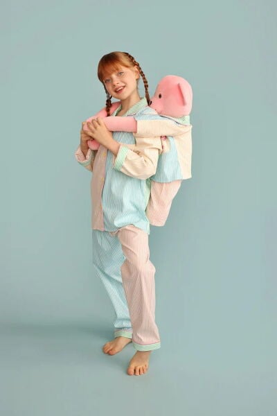Luna Mia Kika Multicolor Hug Me Uyku Arkadaşlı Pijama Seti