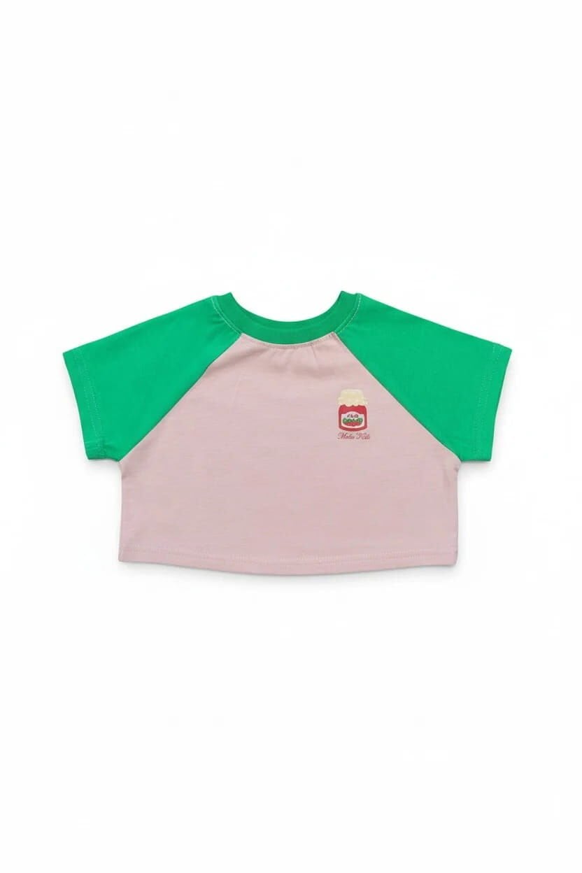 Miela Kids Jam Kontrast Detaylı Kız Çocuk Oversize Crop Tişört