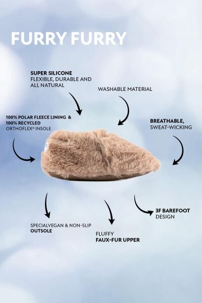 HOPFRÖG KIDS Furry Furry Bej Kürk Barefoot Patik