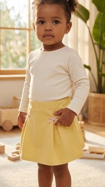 Miela Kids Kurdela Detaylı Etek Butter Yellow