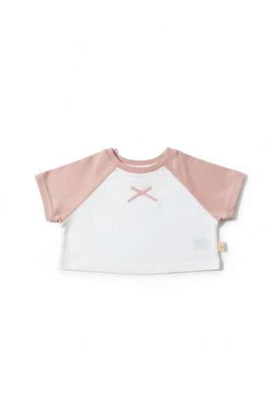 Miela Kids Kurdela Detaylı Kontrast Oversize Crop Tişört