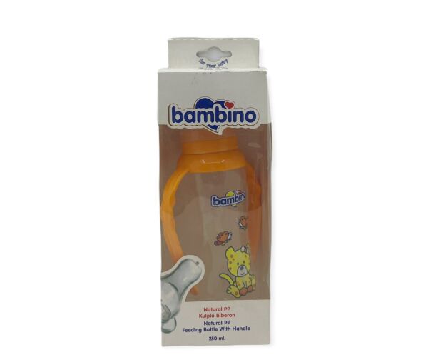 Bambino Natural PP Kulplu Biberon 250 ml - Turuncu