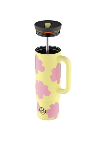 24Bottles Straw Cup Daydreaming Yellow Pipetli Paslanmaz Çelik Termos 800ml