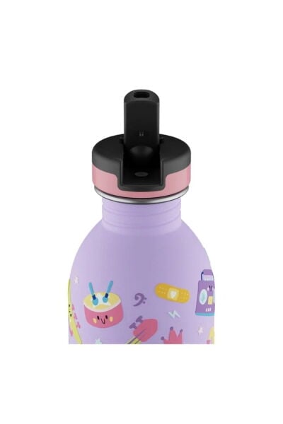 24Bottles Kids Bottle Music Friends Pipetli Paslanmaz Çelik Çocuk Su Matarası 250 ml