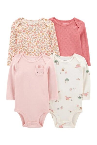 CARTER'S Kız Bebek Uzun Kollu 4lü Body