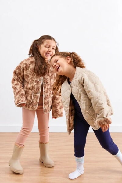 Miela Kids Leopar Çift Taraflı Ceket Çocuk