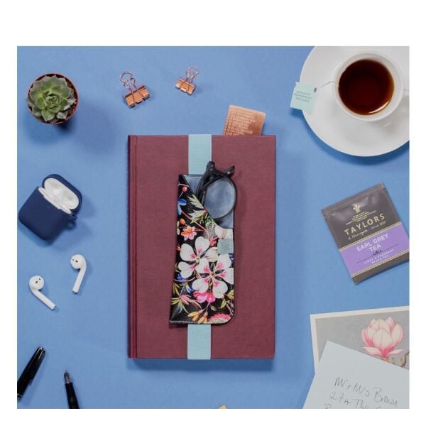 if Bookaro Gözlük Kılıfı - Siyah Çiçek Desenli