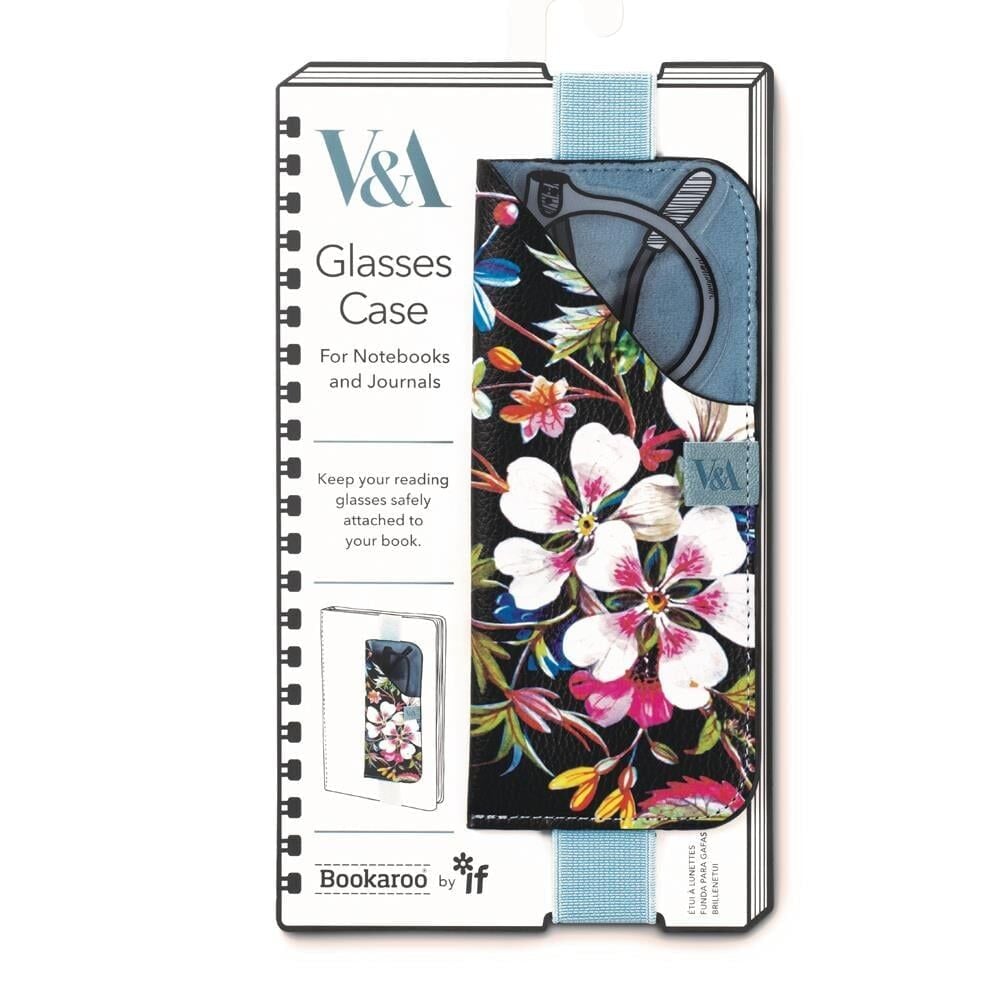 if Bookaro Gözlük Kılıfı - Siyah Çiçek Desenli