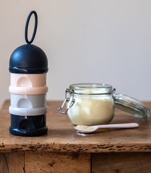 Beaba Süt Tozu Kutusu ve Atıştırmalık Kap Seti // Dark Blue - Grey - Pink