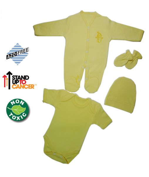 Sema Bebe 4 lü Premature Tulumlu Set - Sarı