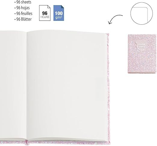 Back2Fun Parlak Simli Defter Pembe