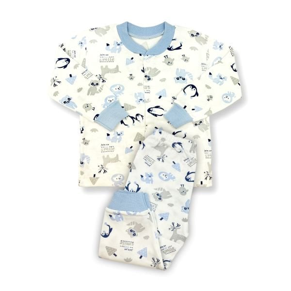 Sema Baby Happy Animals Bebek Pijama Takımı Mavi 0-3 Ay