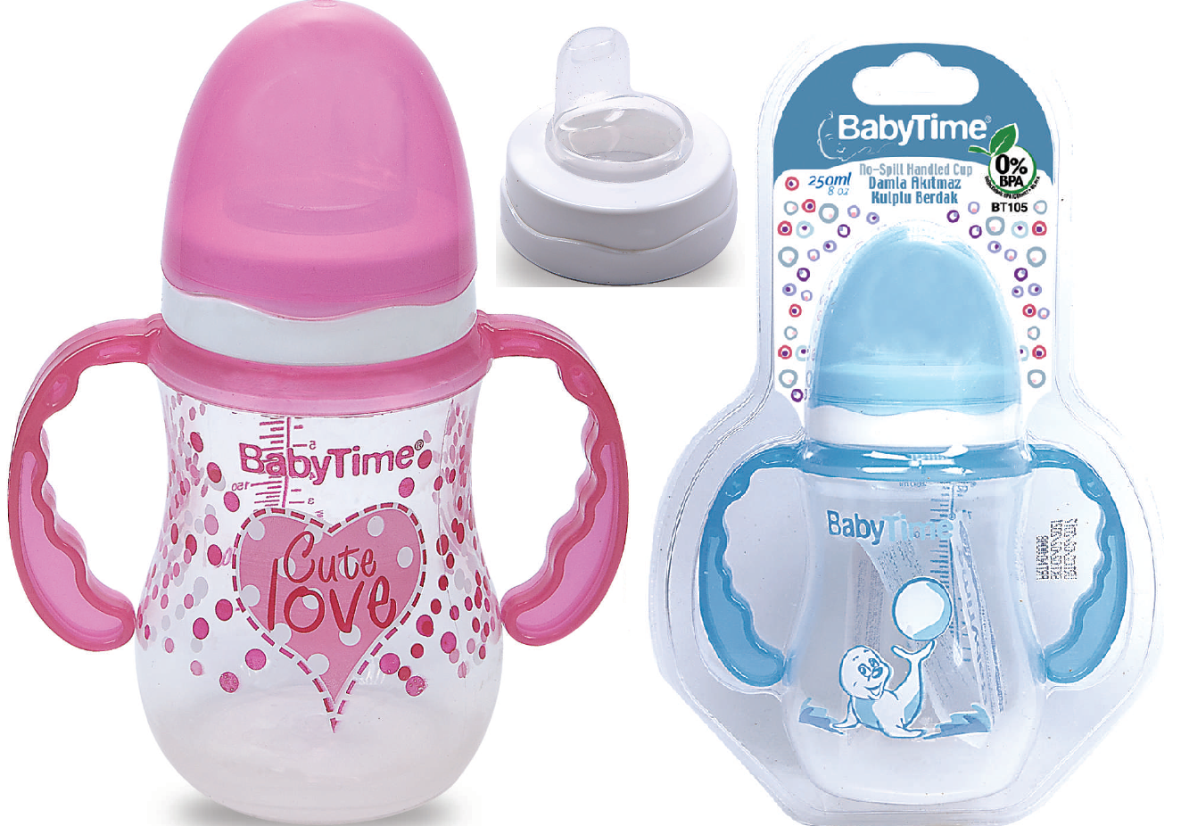 Baby Time Damla Akıtmaz Kulplu Mavi Bardak - 250ml
