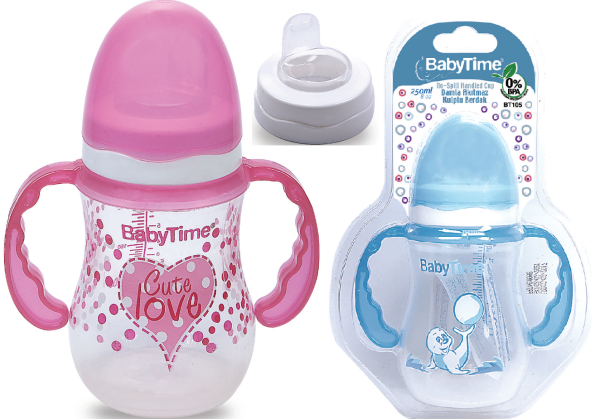 Baby Time Damla Akıtmaz Kulplu Mavi Bardak - 250ml