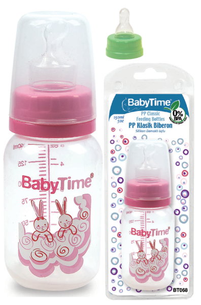Baby Time Klasik Silikon Kiraz Uçlu PP Biberon - 150ml