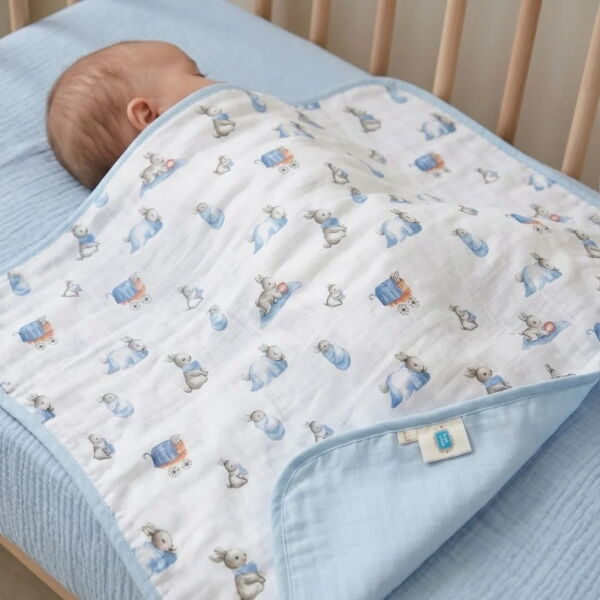 Deux Lapins Çift Kat Müslin Battaniye 0.5 TOG - 65x65 cm - Bebe Lapin